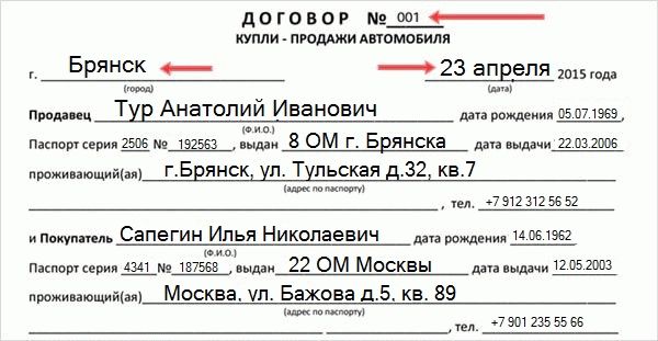 Договор купли-продажи автомобиля