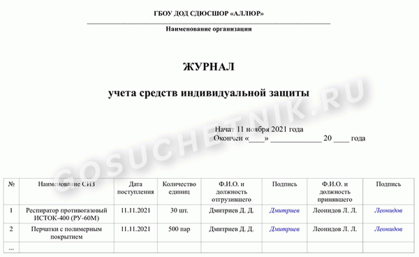 Образец календаря распределения запасов