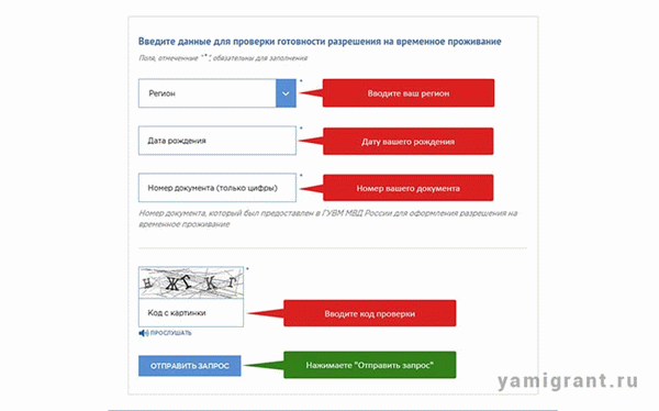 Проверьте готовность разрешения на временное проживание на сайте ФМС.