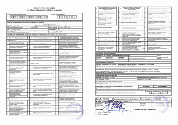 Как выглядит контрольный документ транспортного средства