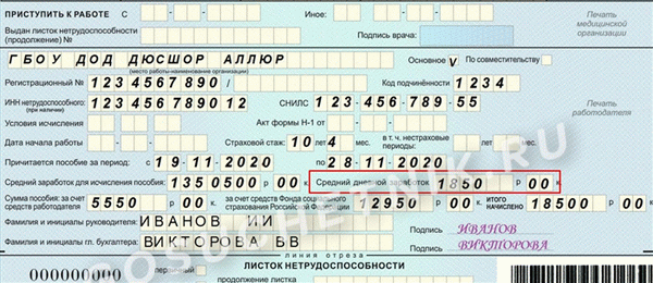 Пример заполнения больничного листа в 2021 году работодателем