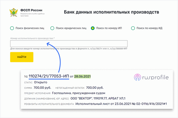 Найти количество проведенных операций в базе данных ФССП